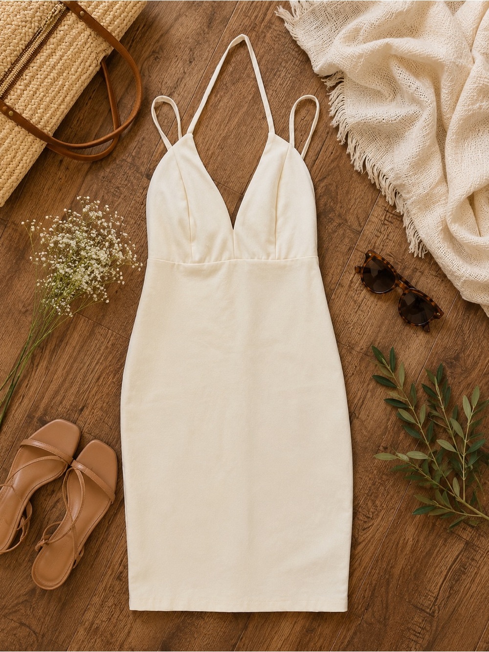 Lulus Ivory Halter Bodycon Mini Dress NWT Size S Backless Cocktail Party Bridal
